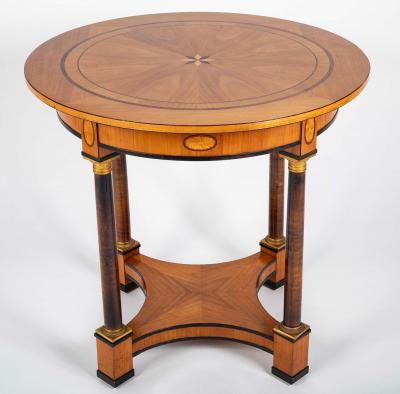 Charles X Satinwood Round Four Column Center Table