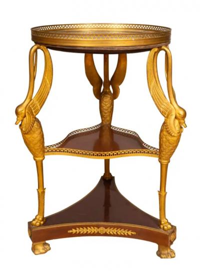 Charles X Style Gilt Bronze and Mahogany Gueridon