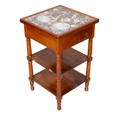 Charles X Walnut and Marble Drinks Table or Rafraichisso