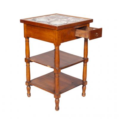 Charles X Walnut and Marble Drinks Table or Rafraichisso