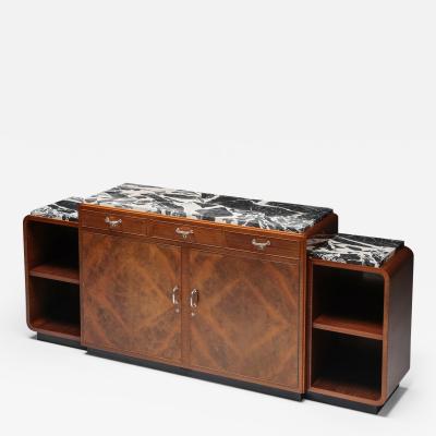 Charles van Beerleire Mahogany and Marble Credenza by Charles Van Beerleir 1950s