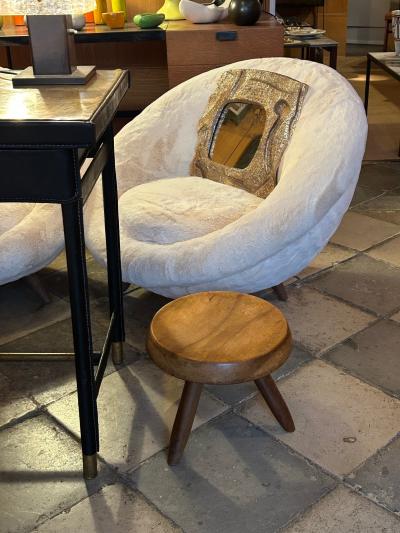 Charlotte Perriand Blond mahogany stool by Charlotte Perriand