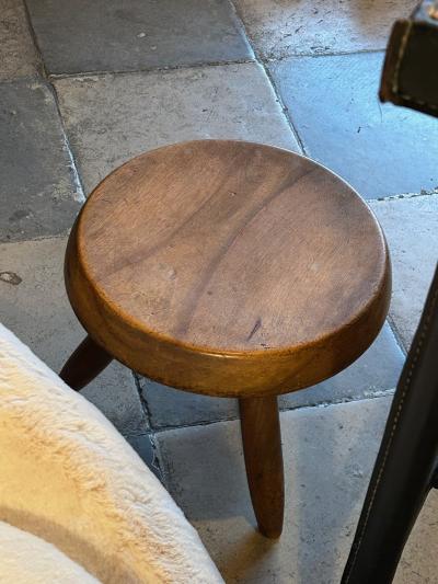 Charlotte Perriand Blond mahogany stool by Charlotte Perriand