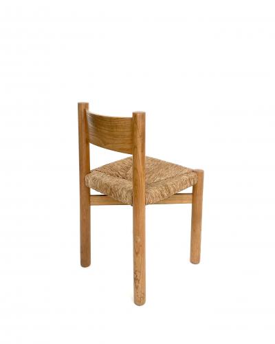 Charlotte Perriand CHARLOTTE PERRIAND PAIR OF MERIBEL ELM AND RUSH DINING CHAIRS LES ARCS C 1960