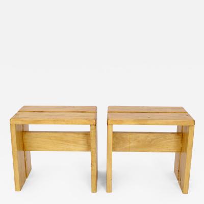 Charlotte Perriand CHARLOTTE PERRIAND PAIR OF STOOLS FOR LES ARCS SKI RESORT FRANCE C1960