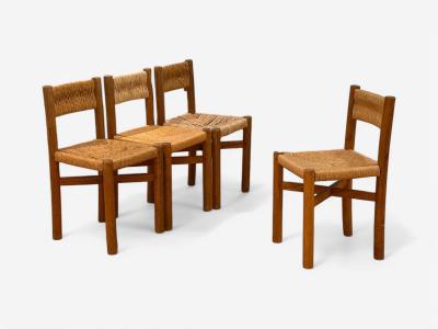 Charlotte Perriand Charlotte Perriand French Mid Century Early Straw Back Meribel Chairs c 1946
