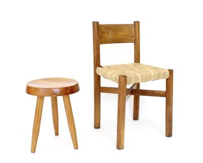 Charlotte Perriand Charlotte Perriand Meribel Oak and Rush Dining Chair Les Arcs