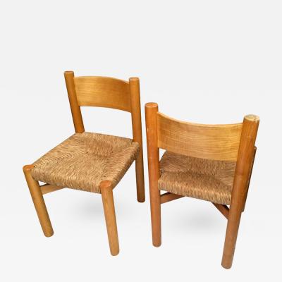 Charlotte Perriand Charlotte Perriand Pair of Ash Tree and Rush Chairs