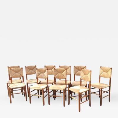 Charlotte Perriand Charlotte Perriand Rare Set of Ten Rush Bauche Chairs