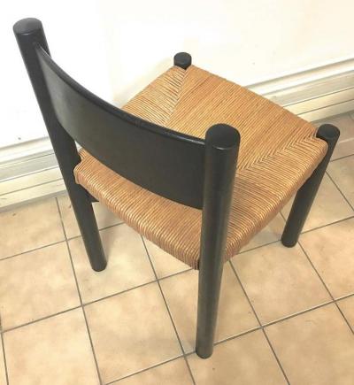 Charlotte Perriand Charlotte Perriand Set of Four Black Model Meribel Rush Chairs