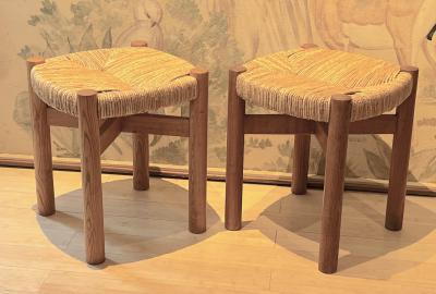 Charlotte Perriand Charlotte Perriand pair of ash tree and rush meribel stool