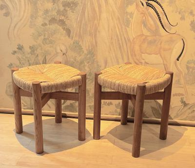 Charlotte Perriand Charlotte Perriand pair of ash tree and rush meribel stool