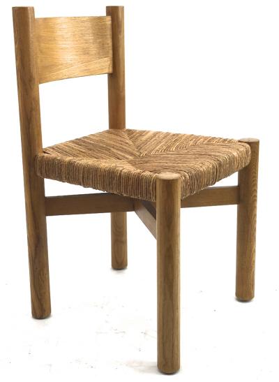 Charlotte Perriand Charlotte Perriand set of 4 model meribel chairs in ash tree and rush