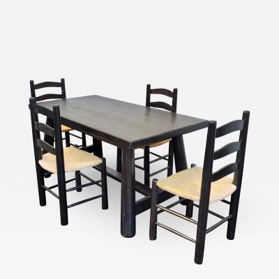 Charlotte Perriand Charlotte Perriand style alp black tinted dinning set