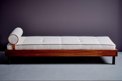 Charlotte Perriand Daybed with Mahogany Frame in the Manner of Charlotte Perriand