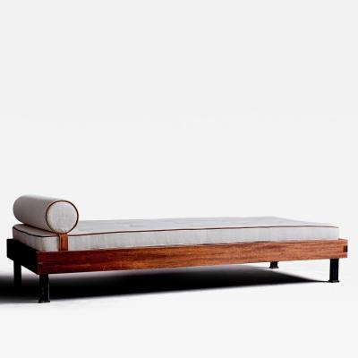 Charlotte Perriand Daybed with Mahogany Frame in the Manner of Charlotte Perriand