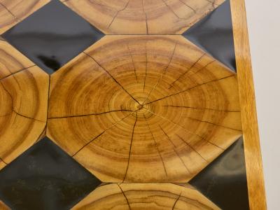 Charlotte Perriand Large French coffee table oak wood petrified wood and slate top 1960