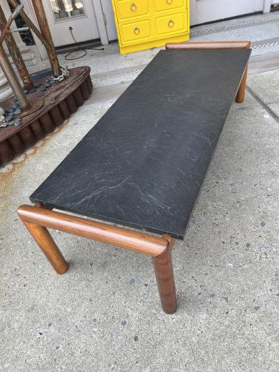 Charlotte Perriand MID CENTURY BLACK SLATE AND WALNUT COFFEE TABLE