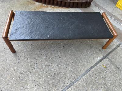 Charlotte Perriand MID CENTURY BLACK SLATE AND WALNUT COFFEE TABLE