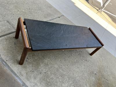 Charlotte Perriand MID CENTURY BLACK SLATE AND WALNUT COFFEE TABLE