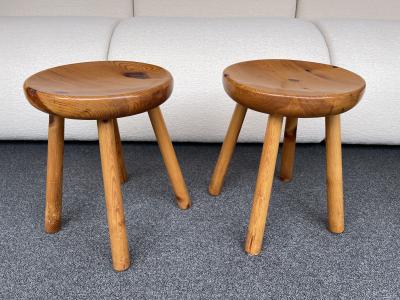 Charlotte Perriand Pair of Pine Stool Attributed to Charlotte Perriand France 1960s
