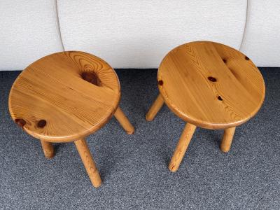 Charlotte Perriand Pair of Pine Stool Attributed to Charlotte Perriand France 1960s