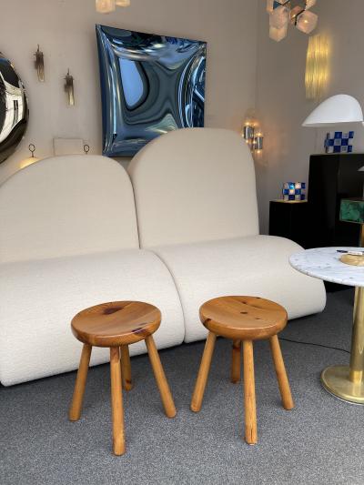 Charlotte Perriand Pair of Pine Stool Attributed to Charlotte Perriand France 1960s