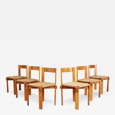 Set of 6 Charlotte Perriand attributed Dining Chairs - Orange Furniture Los  Angeles