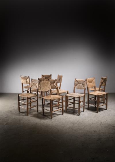 Charlotte Perriand Set of 10 Charlotte Perriand Bauche chairs