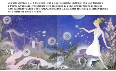 Charlotte Sternberg Americana Winter Scene Ice Skaters Mid Century