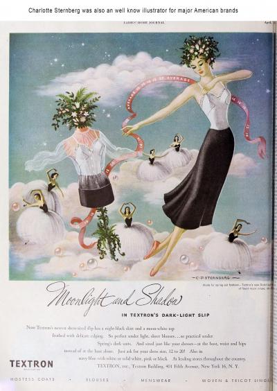 Charlotte Sternberg Americana Winter Scene Ice Skaters Mid Century