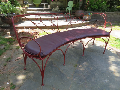 Charming Curved Scrolled Iron Garden Patio Bench