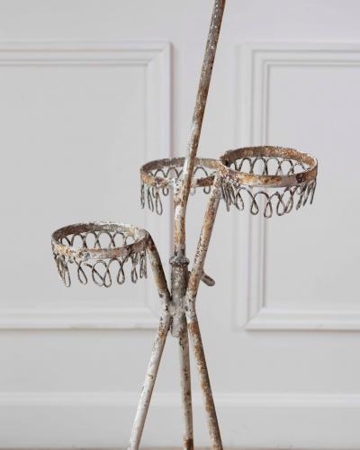 Charming French Birdcage Plant Stand with Original Paint