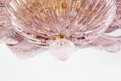 Charming Pink Amethyst Murano Glass Leave Ceiling Light or Chandelier