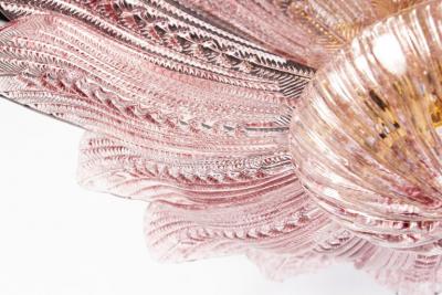Charming Pink Amethyst Murano Glass Leave Ceiling Light or Chandelier