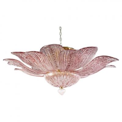 Charming Pink Amethyst and Gold Amber Murano Chandelier