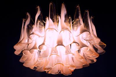 Charming Pink and White Murano Petals Chandelier or Ceiling Light