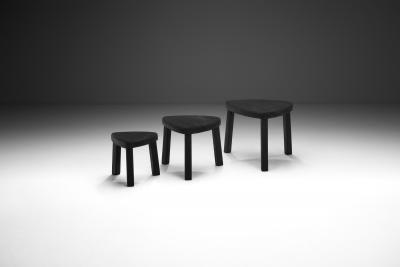 Charred Triangular Nesting Tables Europe ca 1970s