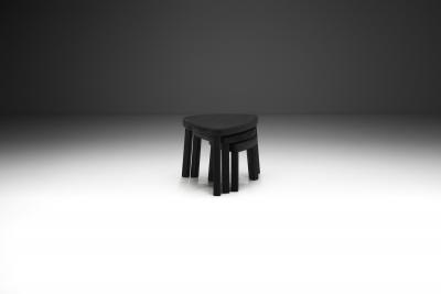 Charred Triangular Nesting Tables Europe ca 1970s