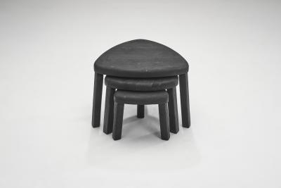 Charred Triangular Nesting Tables Europe ca 1970s