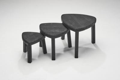 Charred Triangular Nesting Tables Europe ca 1970s