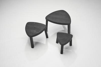 Charred Triangular Nesting Tables Europe ca 1970s
