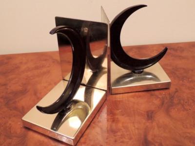 Chase Crescent Moon Bakelite and Brass Bookends
