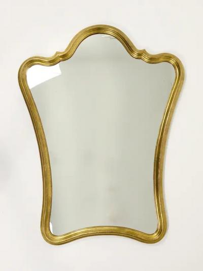 Chelini Firenze Chelini Firenze Curved Gilt Wood Mid Century Wall Mirror Italy 1950s
