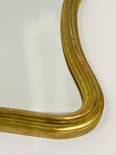 Chelini Firenze Chelini Firenze Curved Gilt Wood Mid Century Wall Mirror Italy 1950s