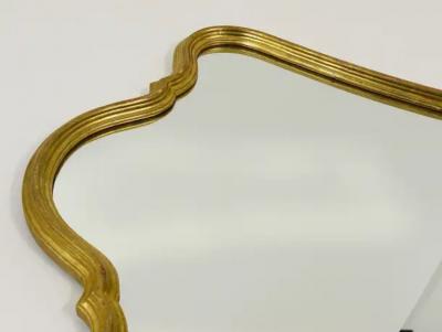 Chelini Firenze Chelini Firenze Curved Gilt Wood Mid Century Wall Mirror Italy 1950s