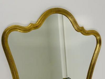 Chelini Firenze Chelini Firenze Curved Gilt Wood Mid Century Wall Mirror Italy 1950s