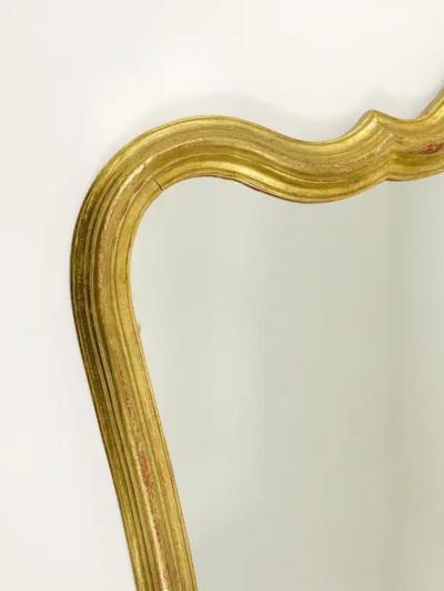 Chelini Firenze Chelini Firenze Curved Gilt Wood Mid Century Wall Mirror Italy 1950s
