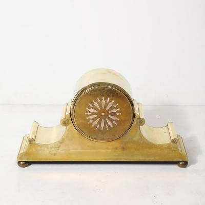 Chelsea Clock Co Art Deco Sculptural Polished Brass Clock by Chelsea Clock Co For Tiffany
