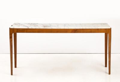 Cherry Wood and Broccatello di Siena Marble Console Table Italy Pair Available